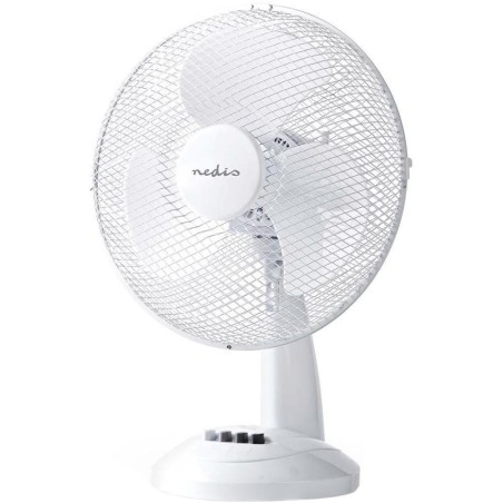 NEDIS stolní ventilátor/ průměr 30 cm/ výkon 35 W/ 3 rychlosti/ funkce oscilace/ kabel 1,5 m/ bílý