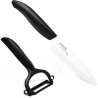 KYOCERA ceramic fruit and vegetable knife with white blade 11 cm, black handle + fruit and vegetable peeler