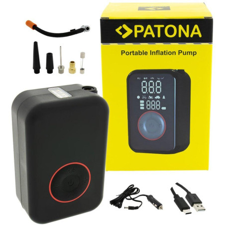 PATONA cestovní mini kompresor do auta, na kolo/ powerbank 4000 mAh/ LED SOS/ USB-A/ USB-C/ LCD