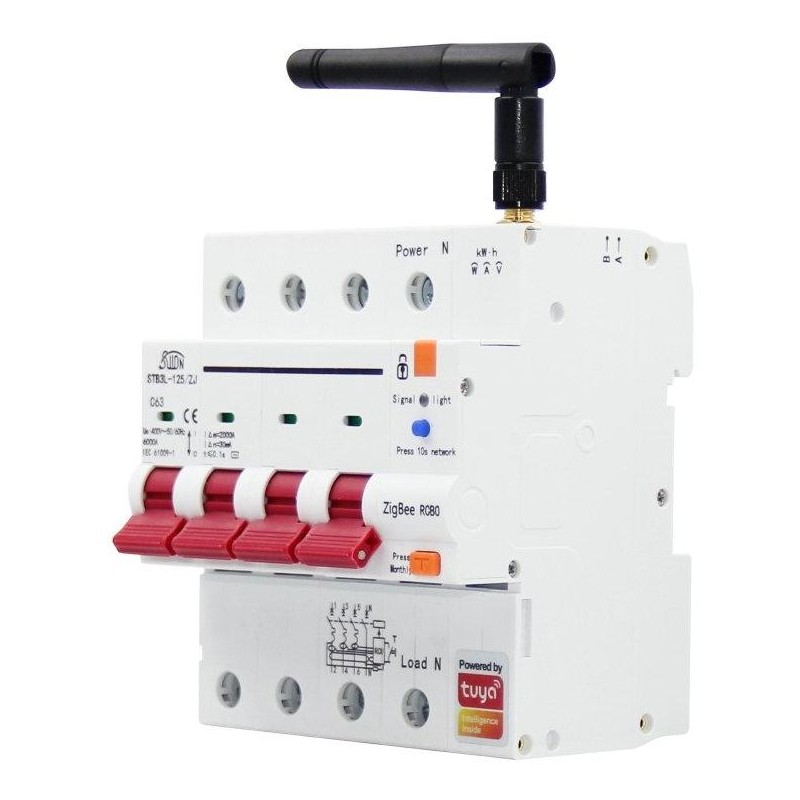 IMMAX NEO SMART jistič 3P+N 10-63A s proudovým chráničem, měření spotřeby, Zigbee 3.0, TUYA