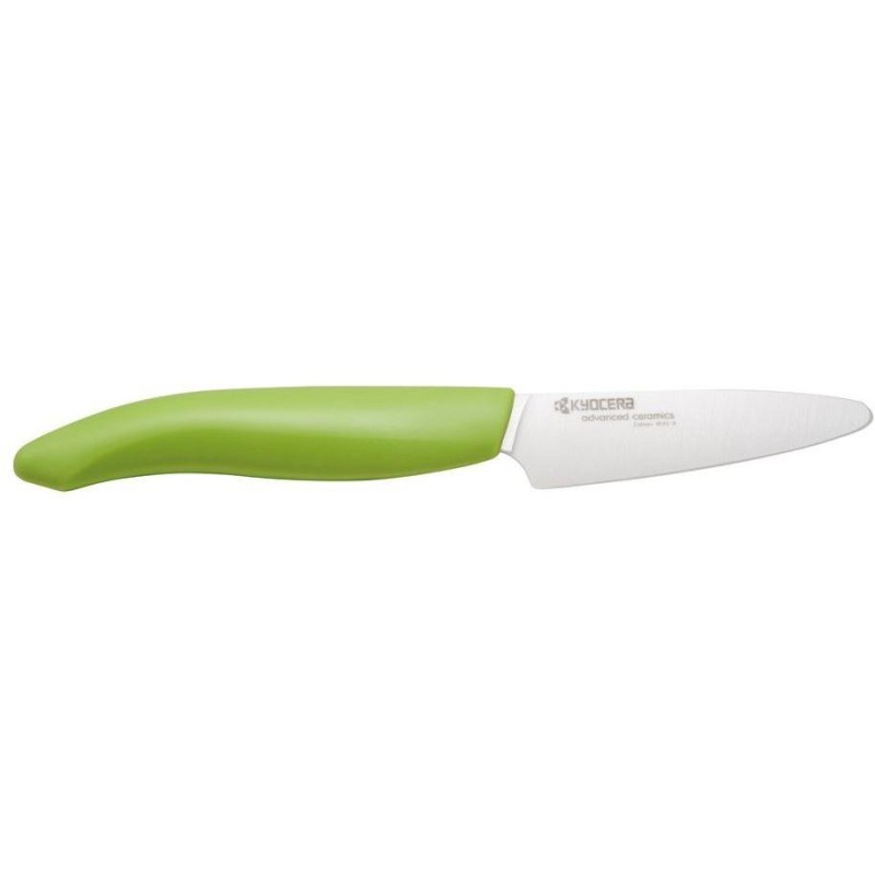 KYOCERA keramický nůž s bílou čepelí/ 7,5 cm dlouhá čepel/ zelená plastová rukojeť