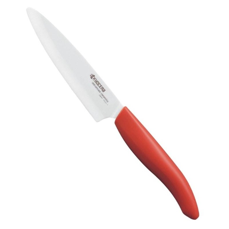 KYOCERA keramický nůž s bílou čepelí/ 11 cm dlouhá čepel/ červená plastová rukojeť