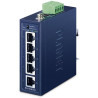 Planet IGS-500T-E, 5x 1000Base-T, DIN, IP40, rozšírený teplotný rozsah -40 až +75C, ESD + EFT do 6kV, dual 12~55VDC, 250m