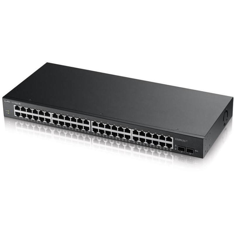 ZyXEL GS1900-48/50-port Gigabit Web Smart switch: 48x Gigabit metal + 2x SFP, IPv6, 802.3az (Green)
