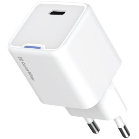 COLORWAY 1x USB-C/ síťová nabíječka/ GaN/ PD/ PPS/ 20W/ Bílá