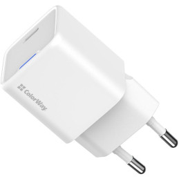 COLORWAY 1x USB-C/ síťová nabíječka/ GaN/ PD/ PPS/ 20W/ Bílá