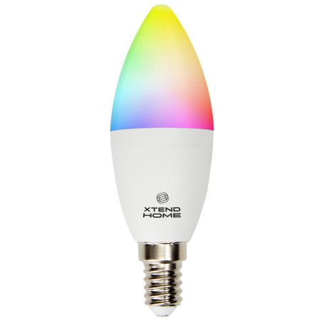 Xtend Home smart LED žárovka, E14, RGB+W, 4.8W, 450lm, barevná, stmívatelná, WiFi, Tuya