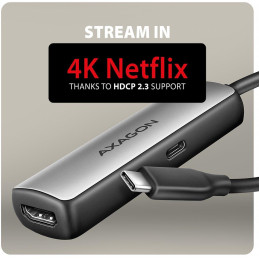 AXAGON adaptér USB-C na HDMI / RVC-HI8KPD / 8K/60Hz, 4K/144Hz / HDCP 2.3 / PD 100W / 0,16m / černý