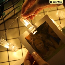 COLORWAY LED fotokolíčky / 20 LED / délka 3 m / teplá bílá/ napájení 3x AA