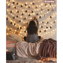 COLORWAY LED fotokolíčky / 20 LED / délka 3 m / teplá bílá/ napájení 3x AA