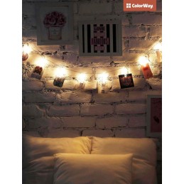 COLORWAY LED fotokolíčky / 20 LED / délka 3 m / teplá bílá/ napájení 3x AA