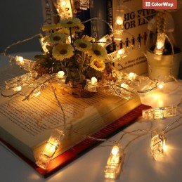 COLORWAY LED fotokolíčky / 40 LED / délka 4,2 m / teplá bílá/ napájení 3x AA