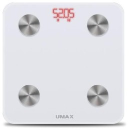 UMAX chytrá váha Smart Scale US20M/ 0,2 – 150 kg/ Bluetooth 4.0/ 6 tělesných parametrů/ čeština/ bílá