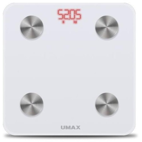 UMAX chytrá váha Smart Scale US20M/ 0,2 – 150 kg/ Bluetooth 4.0/ 6 tělesných parametrů/ čeština/ bílá