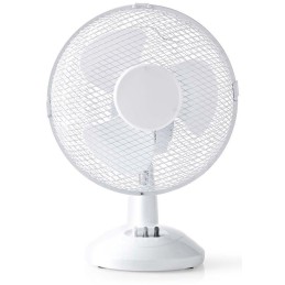 NEDIS stolní ventilátor/ průměr 23 cm/ výkon 22 W/ 2 rychlosti/ funkce oscilace/ kabel 1,5 m/ bílý
