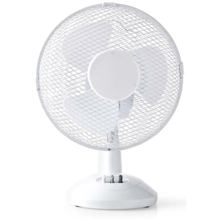NEDIS stolní ventilátor/ průměr 23 cm/ výkon 22 W/ 2 rychlosti/ funkce oscilace/ kabel 1,5 m/ bílý