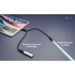 I-tec přípojný kabel USB-C Splitter Audio/Data, Power Delivery 100W
