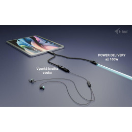 I-tec přípojný kabel USB-C Splitter Audio/Data, Power Delivery 100W