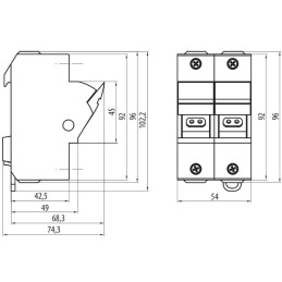 Solarmi OPVP14-2 63A pojistkový odpínač pro fotovoltaiku, DC odpojovač