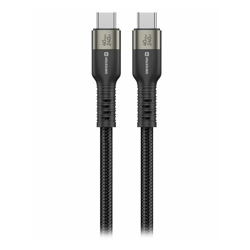Swissten datový video kabel USB 4.0, USB-C, 240w, 8k@60hz, 40 gb/s, TB3 & TB4, 0,5 m černý