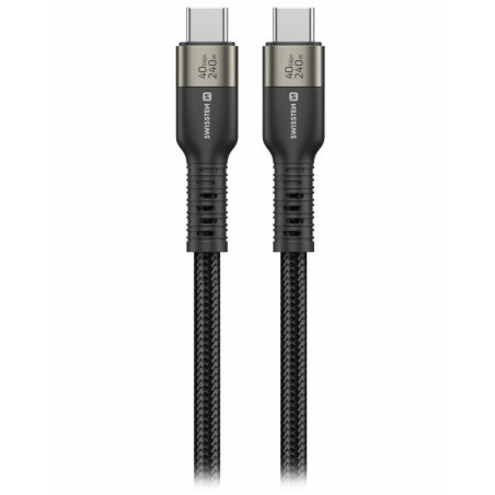 Swissten datový video kabel USB 4.0, USB-C, 240w, 8k@60hz, 40 gb/s, TB3 & TB4, 0,5 m černý