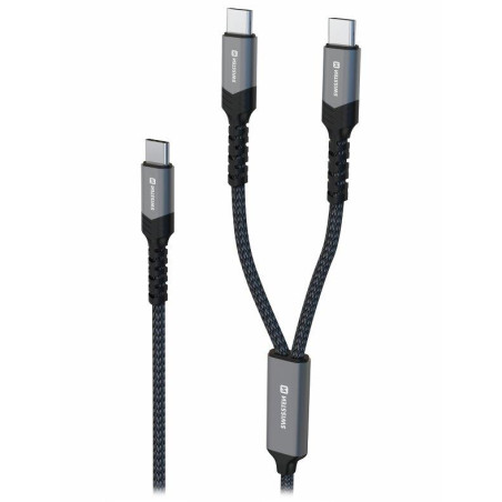 Swissten nabíjecí kabel 2v1 100w USB-C / 2x USB-C 1,5 m černý