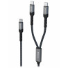 Swissten nabíjecí kabel 2v1 100w USB-C / 2x USB-C 1,5 m černý