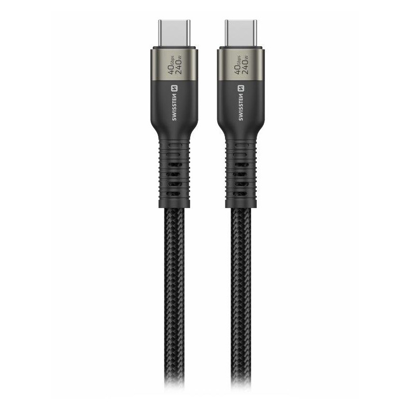Swissten datový video kabel USB 4.0, USB-C, 240w, 8k@60hz, 40 gb/s, TB3 & TB4, 1,5 m černý