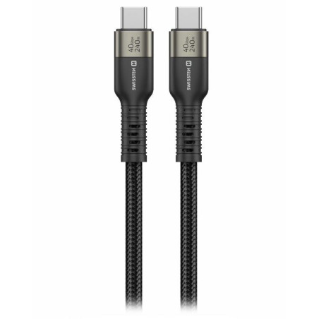 Swissten datový video kabel USB 4.0, USB-C, 240w, 8k@60hz, 40 gb/s, TB3 & TB4, 1,5 m černý
