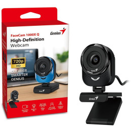GENIUS FaceCam 1000X Q Black/ 720p HD/ 360° rotace/ 90° náklon/ USB2.0/ UVC/ mikrofon/ černá