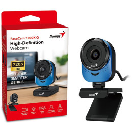 GENIUS FaceCam 1000X Q Blue/ 720p HD/ 360° rotace/ 90° náklon/ USB2.0/ UVC/ mikrofon/ modrá