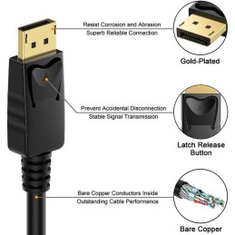 PremiumCord DisplayPort 1.2 přípojný kabel M/M, zlacené konektory, 1,5m