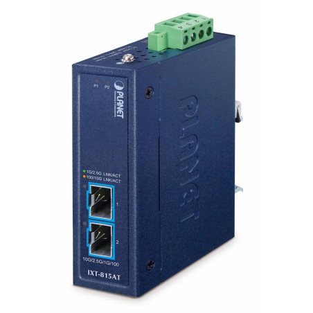 Planet IXT-815AT průmyslový kompaktní konvertor 2x10Gb SFP+, ESD+EFT, IP30, -40~75°C, dual power (9-48VDC / 24VAC)