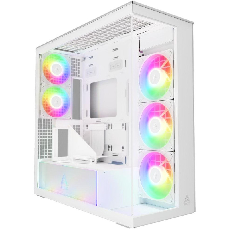 ARCTIC skříň Xtender / E-ATX / 2x120mm ARGB fan / 2xUSB / USB-C / vertical GPU kit / čiré sklo / bílá