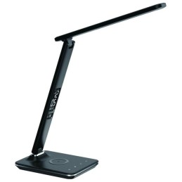 IMMAX LED stolní lampička Kingfisher/ Qi nabíjení/ 8,5W/ 400lm/ 12V/2,5A/ 3 barvy světla/ sklápěcí rameno/ černá