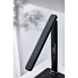 IMMAX LED stolní lampička Kingfisher/ Qi nabíjení/ 8,5W/ 400lm/ 12V/2,5A/ 3 barvy světla/ sklápěcí rameno/ černá