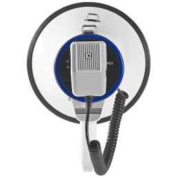 POŠKOZENÝ OBAL - NEDIS megafon/ rozsah 1500m/ hlasitost 135dB/ odnímatelný mikrofon/ vestavěná siréna/ ramenní popruh/ bílo-mo..