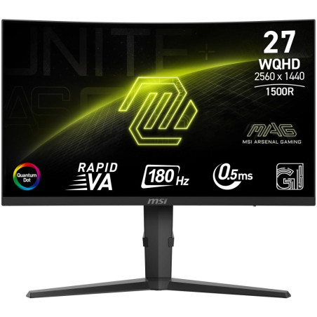 MSI Gaming MAG 275CQRF QD E2/ 27" zakřivený/ 2560 x 1440/ VA/ 0,5ms/ 180Hz/ 300cd/m2/ 5000:1/ HDMI/ DP/ VESA/ černý