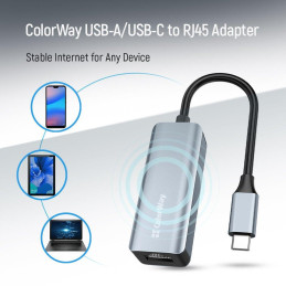 Colorway Adaptér USB-C nebo USB-A na RJ45/ 18cm