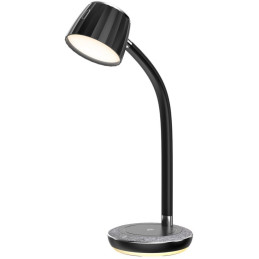 IMMAX LED stolní lampička PERLA/ Qi nabíjení/ 18W/ DC 12V/1,5A/ 270lm/ černo-šedá/ kovový detail