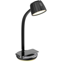 IMMAX LED stolní lampička PERLA/ Qi nabíjení/ 18W/ DC 12V/1,5A/ 270lm/ černo-šedá/ kovový detail