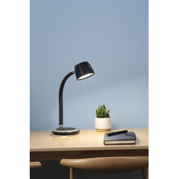 IMMAX LED stolní lampička PERLA/ Qi nabíjení/ 18W/ DC 12V/1,5A/ 270lm/ černo-šedá/ kovový detail