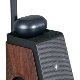 IMMAX LED stolní lampička IDEAL/ Qi nabíjení/ CCT/ 8W/ 800lm/ budík s hodinami/ tmavé dřevo/černá