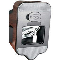 IMMAX LED stolní lampička IDEAL/ Qi nabíjení/ CCT/ 8W/ 800lm/ budík s hodinami/ tmavé dřevo/černá