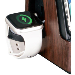 IMMAX LED stolní lampička IDEAL/ Qi nabíjení/ CCT/ 8W/ 800lm/ budík s hodinami/ tmavé dřevo/černá