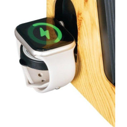 IMMAX LED stolní lampička IDEAL/ Qi nabíjení/ CCT/ 8W/ 800lm/ budík s hodinami/ světlé dřevo/černá