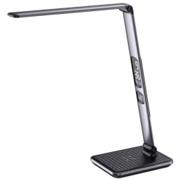 IMMAX LED stolní lampička HERON NEW/ Qi nabíjení/ 8,5W/ DC 12V/2A/ stmívatelná/ sklápěcí rameno/ stříbrná