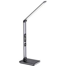IMMAX LED stolní lampička HERON NEW/ Qi nabíjení/ 8,5W/ DC 12V/2A/ stmívatelná/ sklápěcí rameno/ stříbrná