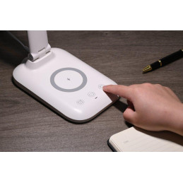 IMMAX LED stolní lampička LUMI/ Qi nabíjení/ 7W/ 300lm/ 12V/2A/ stmívatelná/ bílá