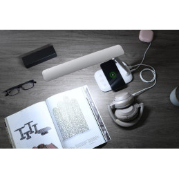 IMMAX LED stolní lampička LUMI/ Qi nabíjení/ 7W/ 300lm/ 12V/2A/ stmívatelná/ bílá